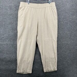 Old Navy Linen Pants Womens XL Beige High Rise Straight Hippie Boho Lagenlook